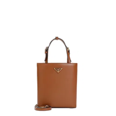 Prada Logo Plaque Top Handle Shoulder Bag In Xug Cognac N