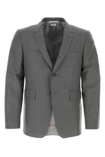 Thom Browne Man Grey Twill Blazer In Grey