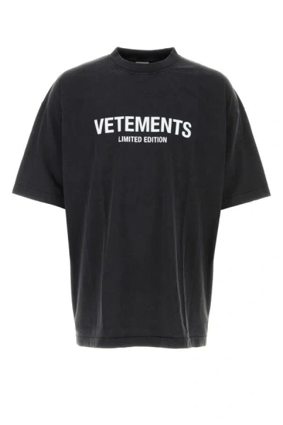 Vetements Unisex Slate Cotton Oversize T-shirt In Black