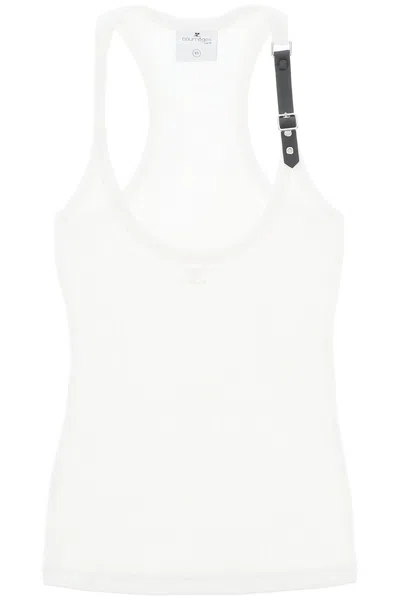 Courrèges Holistic Buckle 90's Logo-patch Tank Top In Heritage_white