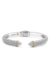 Lagos 18k Gold And Sterling Silver Caviar And Diamonds Cuff, 8mm In Silver