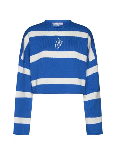 Jw Anderson J.w. Anderson Two-tone Wool Blend Sweater In Blue/white