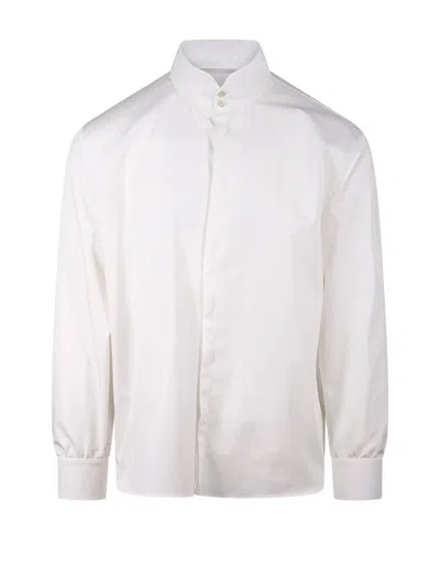 Saint Laurent Button Detailed Long-sleeved Shirt In Gesso