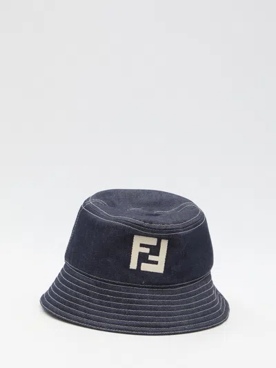 Fendi Logo Printed Bucket Hat In Light Blue