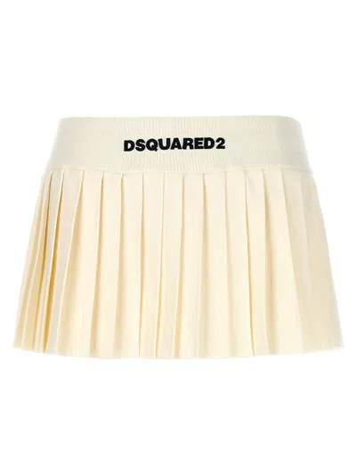 Dsquared2 Mini Pleated Skirt In White