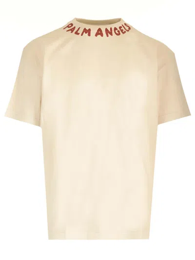 Palm Angels Contrasting Logo T-shirt In White