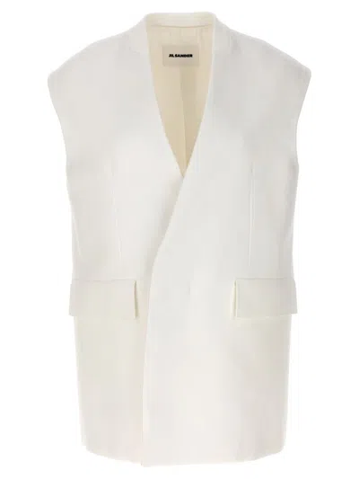 Jil Sander Oversized Tailored Vest In White