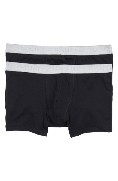Hanro Two-pack Stretch-cotton Boxer Briefs - Black In Black