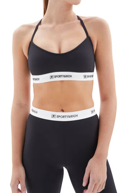 Sporty And Rich Logo Sports Bra Underwear, Body White/black In Black/black