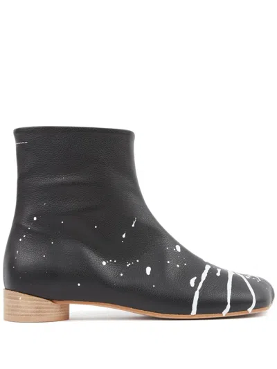 Mm6 Maison Margiela Anatomic Ankle Boots In Black_and_bright_white
