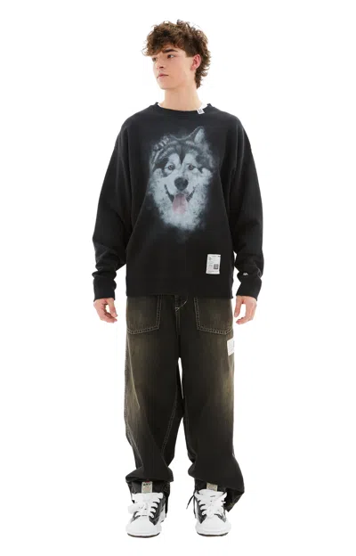 Miharayasuhiro Dog-print Cotton Sweatshirt In Black