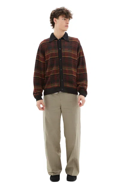 Our Legacy Checked Intarsia-knit Hemp Cardigan In Multicolour