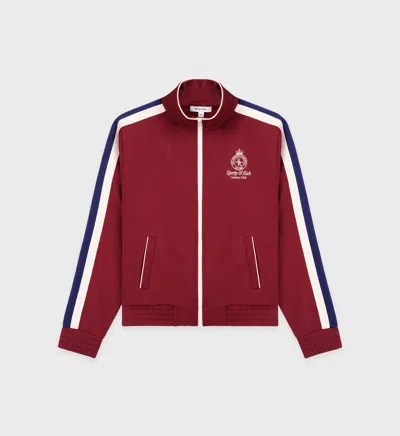 Sporty And Rich Crown Logo-embroidered Woven Track Jacket In Merlot