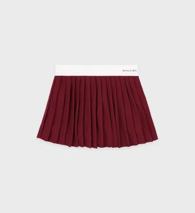 Sporty And Rich Classic Logo Pleated Tennis Skirt In Merlot