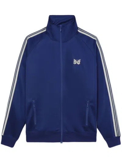 Needles Butterfly-embroidery Stripe-trim Track Jacket In Royal Blue