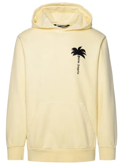 Palm Angels Man Ivory Cotton Sweatshirt In Avorio
