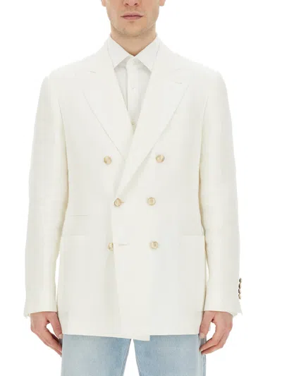 Brunello Cucinelli Double-breasted Jacket In Bianco
