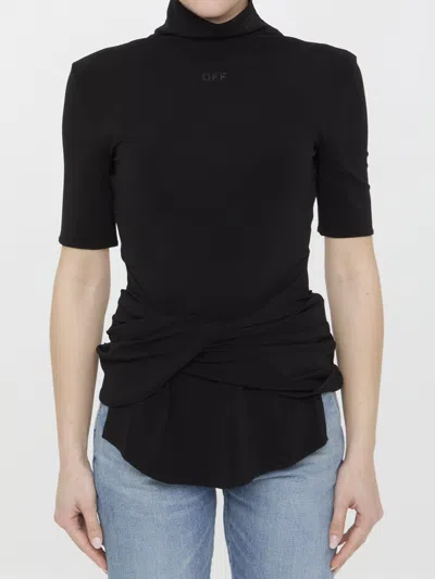 Off-white Crepe Twist Top In Black