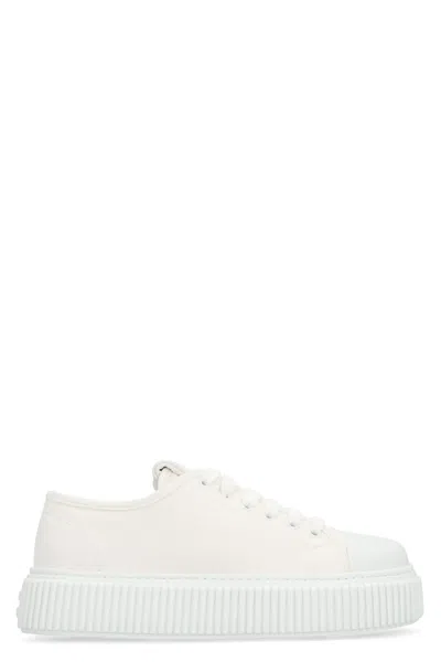 Miu Miu Fabric Low-top Sneakers In Bianco