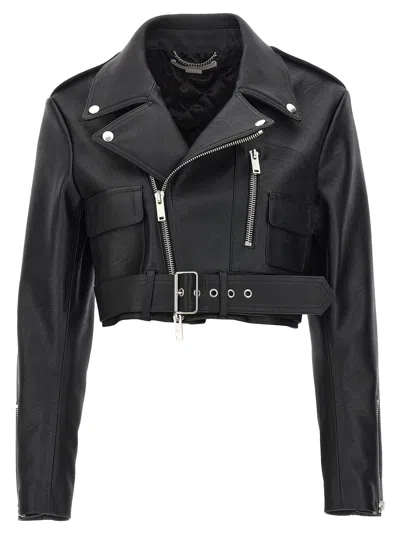 Stella Mccartney Cropped Biker Jacket In Black