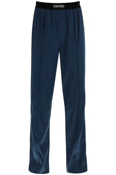 Tom Ford Silk Pajama Pants In Blue