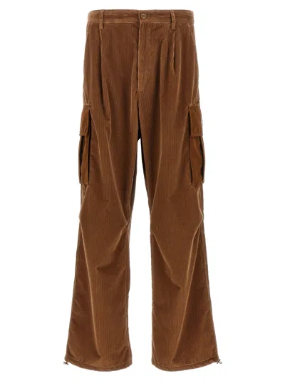 Moncler Ribbed Velvet Pants In Brown