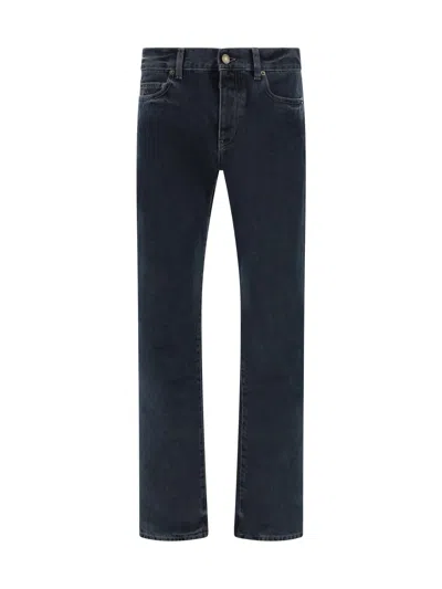 Saint Laurent Denim Pants In Dark Blue Black