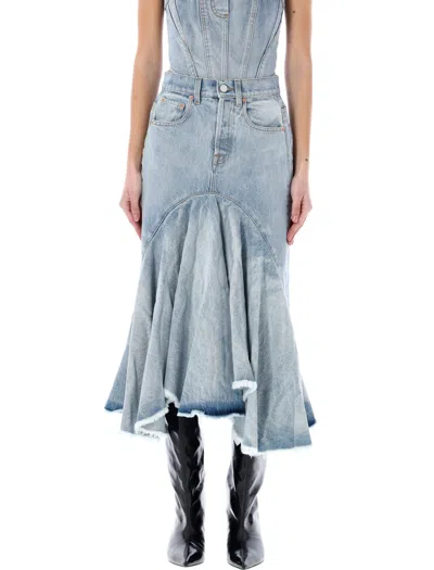 Vetements Asymmetrical Denim Skirt In Light Blue