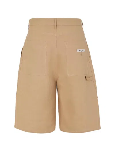 Fendi Logo Patch Wide-leg Shorts In Light Brown