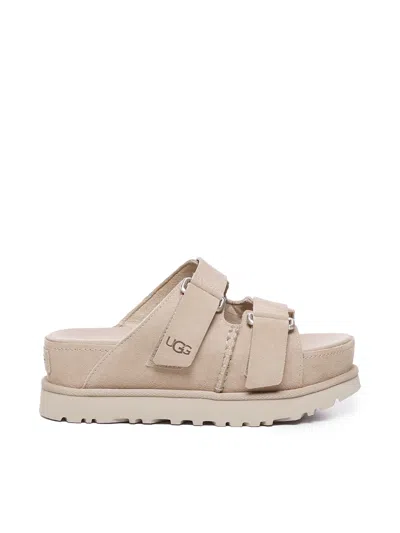 Ugg Suede Sandals With Buckles In Nude