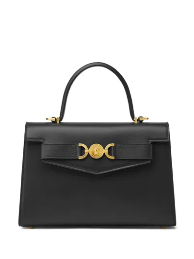 Versace Medium Top Handle Bag In V Black  Gold