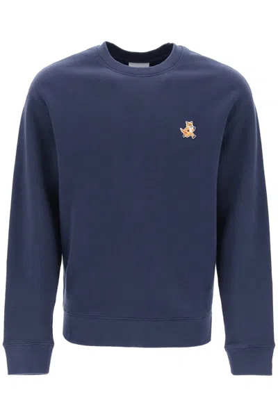 Maison Kitsuné Speedy Fox Logo-appliquéd Cotton-jersey Sweatshirt In Blue