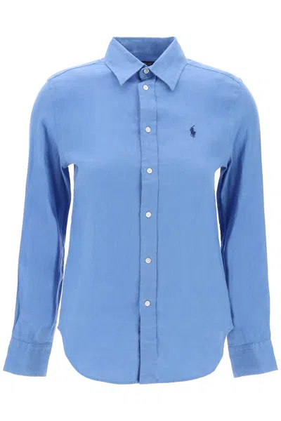 Polo Ralph Lauren Linen Canvas Shirt For Men/w In Light Blue