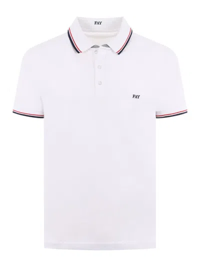 Fay Polo T-shirt In Cotton In White