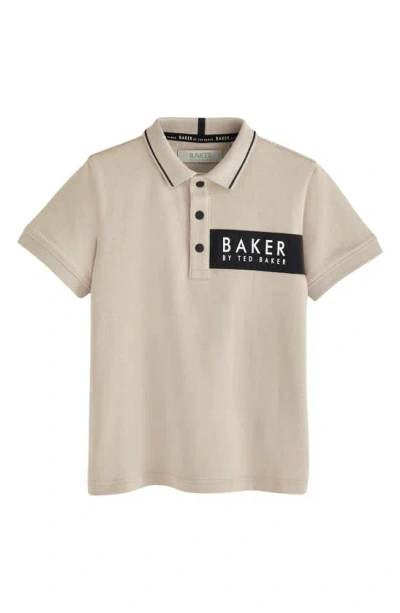Baker By Ted Baker Kids' Cotton Graphic Polo In Natural