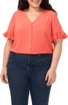 Cece Ruffle Sleeve Top In Calypso Coral