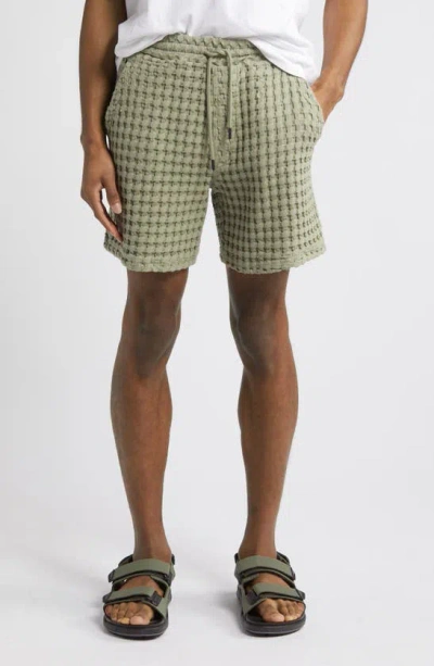 Oas Porto Waffle Knit Cotton Shorts In Green