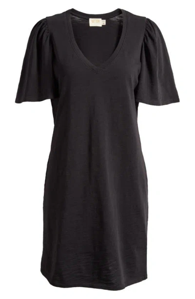 Nation Ltd Mallory Flutter Sleeve T-shirt Dress In Jet Black