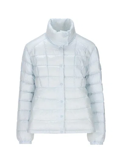 Moncler Button-up Padded Jacket In Azzurro