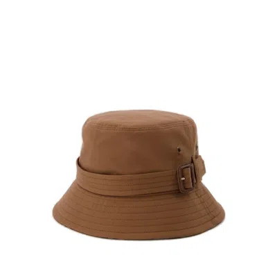 Burberry Gabardine Buckle-detailed Bucket Hat In Beige