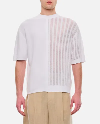 Jacquemus Le Haut Juego Knitted T-shirt In Bianco