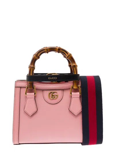 Gucci Diana Mini Pink Shopping Bag With Bamboo Handles And Double G Detail In Leather Woman In Default Title