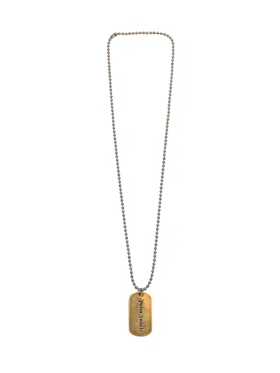 Palm Angels Necklace With Military Plate In Gold-black