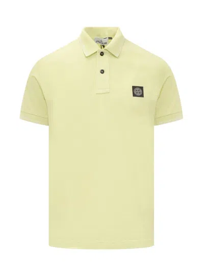 Stone Island Logo Patch Short-sleeved Polo Shirt In Limone