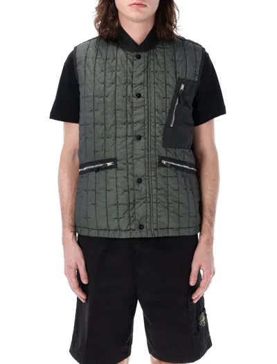 Stone Island Quilted Nylon Vest In Musk