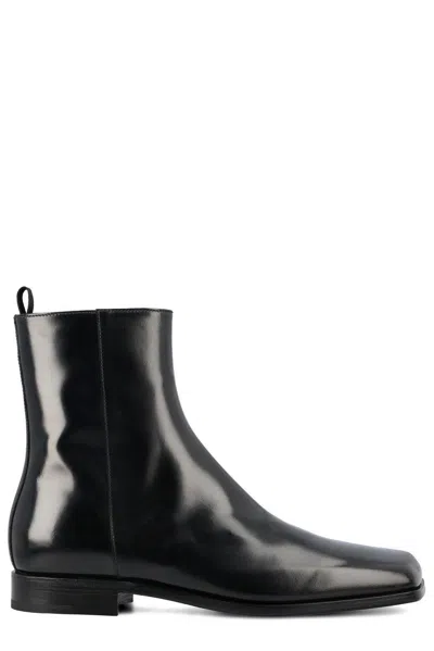 Prada Square-toe Zipped Boots In Nero