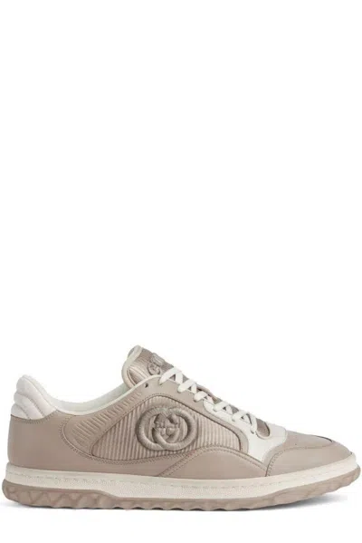 Gucci Logo Embroidered Low-top Trainers In Oat