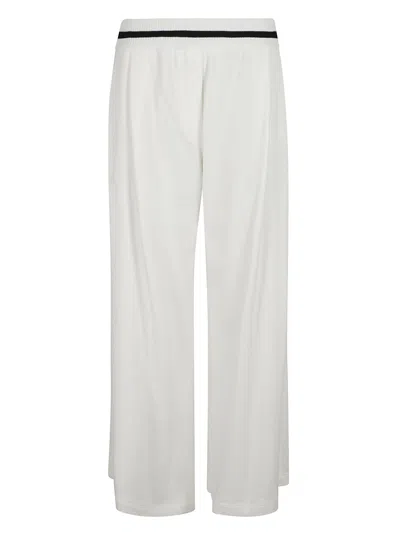 Brunello Cucinelli Elastic Stripe Waist Wide Leg Trousers In Off White