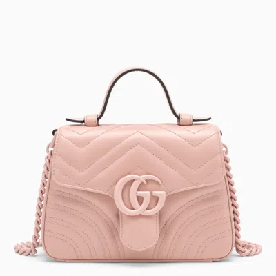 Gucci Gg Marmont Pink Leather Mini Handbag Women In Perfect Pink