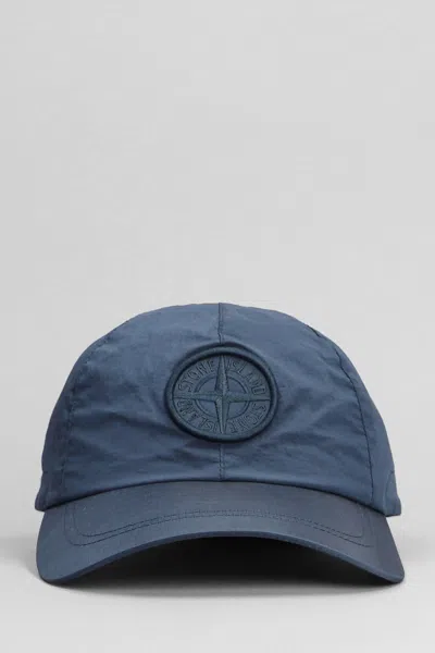 Stone Island Logo Embroidered Baseball Cap In Blue